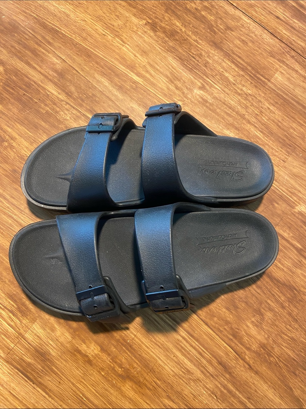 Skechers Black Double-Strap Slide Sandals